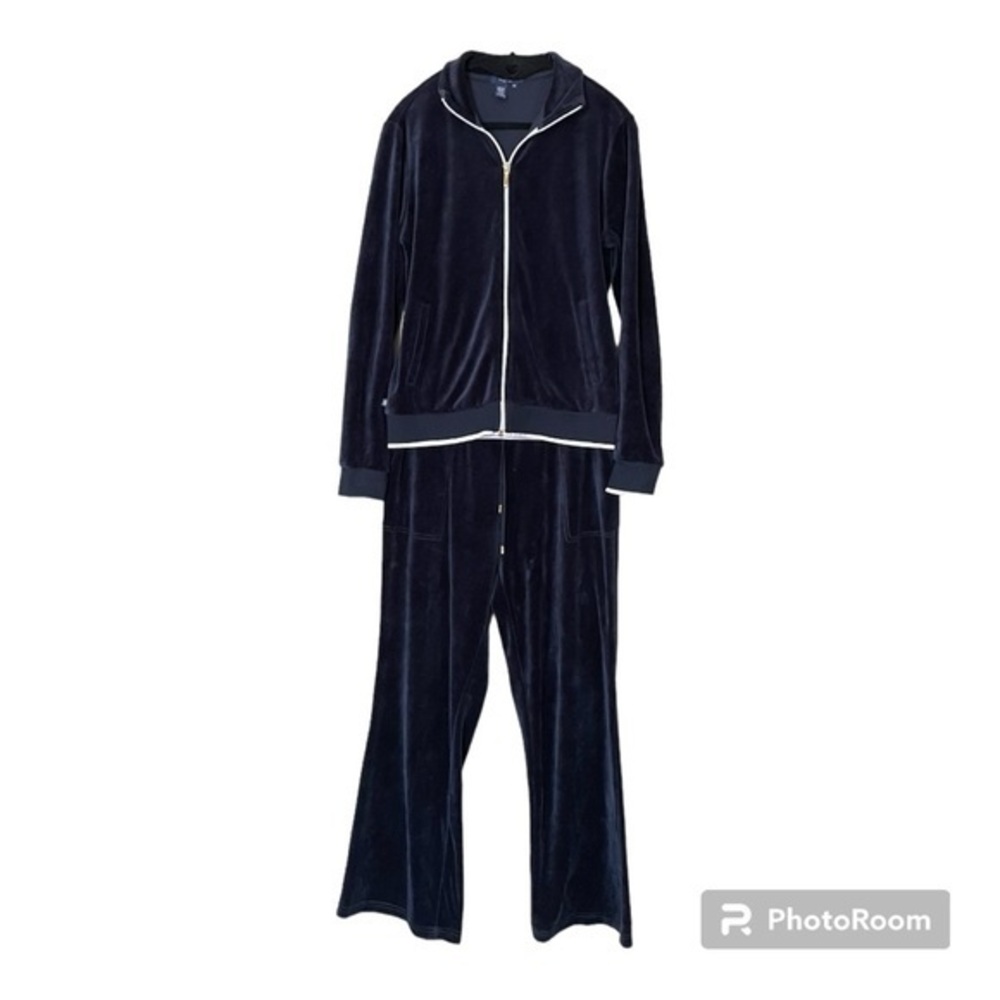 Chaps Ralph Lauren Navy Velour‎ Tracksuit Jogger Size Small Pant/Medium Jacket
